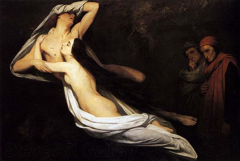 Ary Scheffer Dante and Virgil Encountering the Shades of Francesca de Rimini and Paolo in the Underworld Norge oil painting art